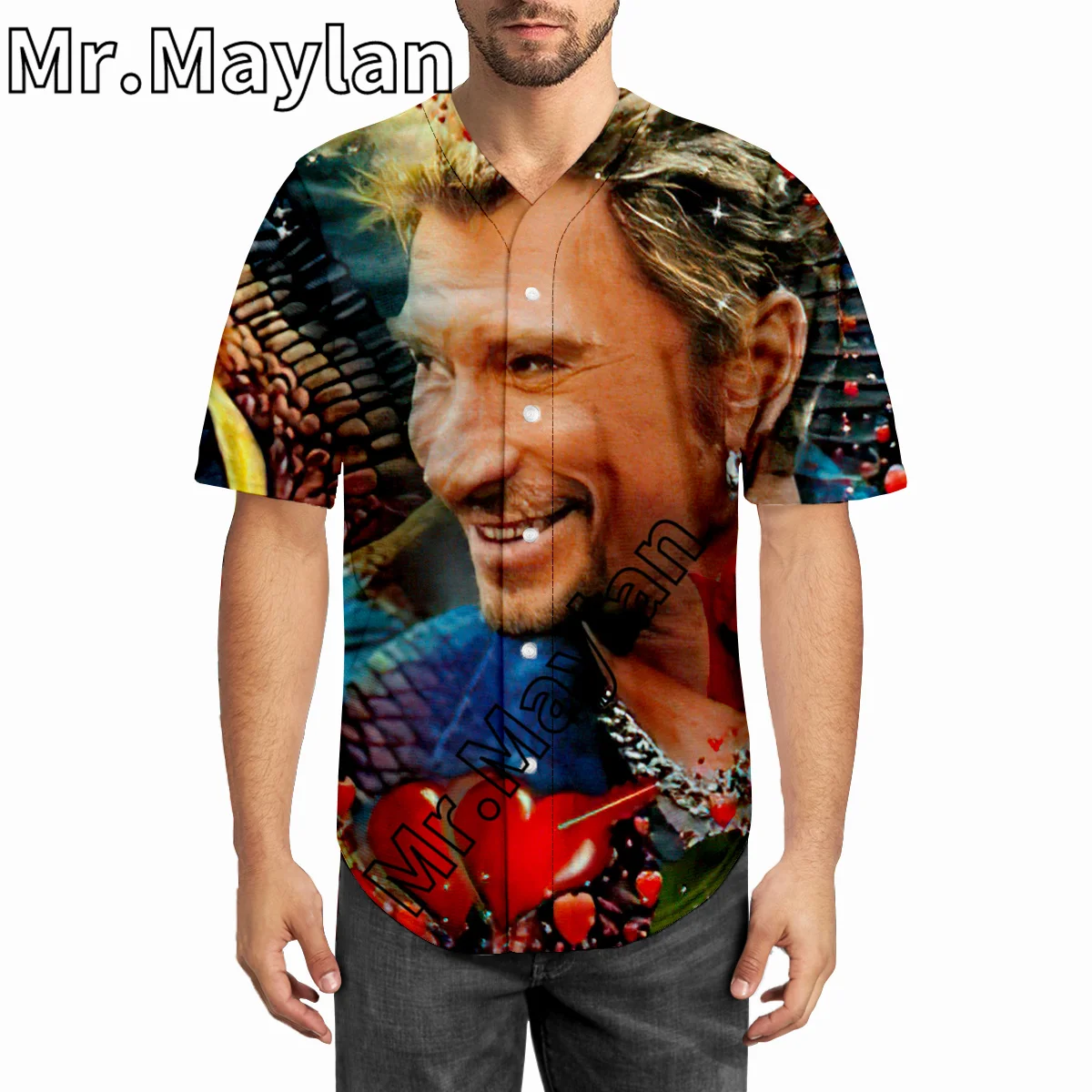 

Johnny Hallyday Baseball Jersey Shirt 3D Print Baseball Shirt Hip Hop Tops Men Shirts 2023 Oversized 5XL Shirt Chemise Homme-298