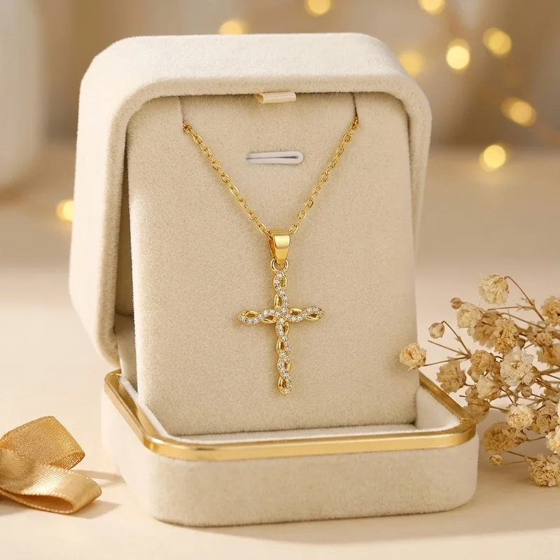 Twisted Interwoven Cross Necklace, Luxe-Inspired Statement Collarbone Chain for Everyday and Date Night Styling