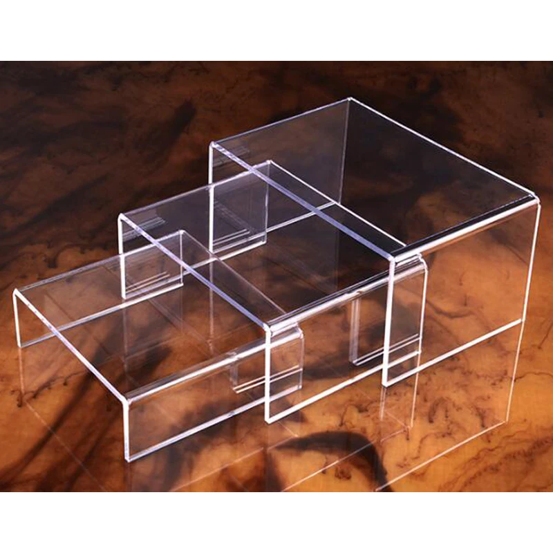 3pcs 15cm Width U Shape Acrylic Display Stand, Shoe Display Rack Riser Shelf Showcase For Dessert Cupcake Anime Figure Display