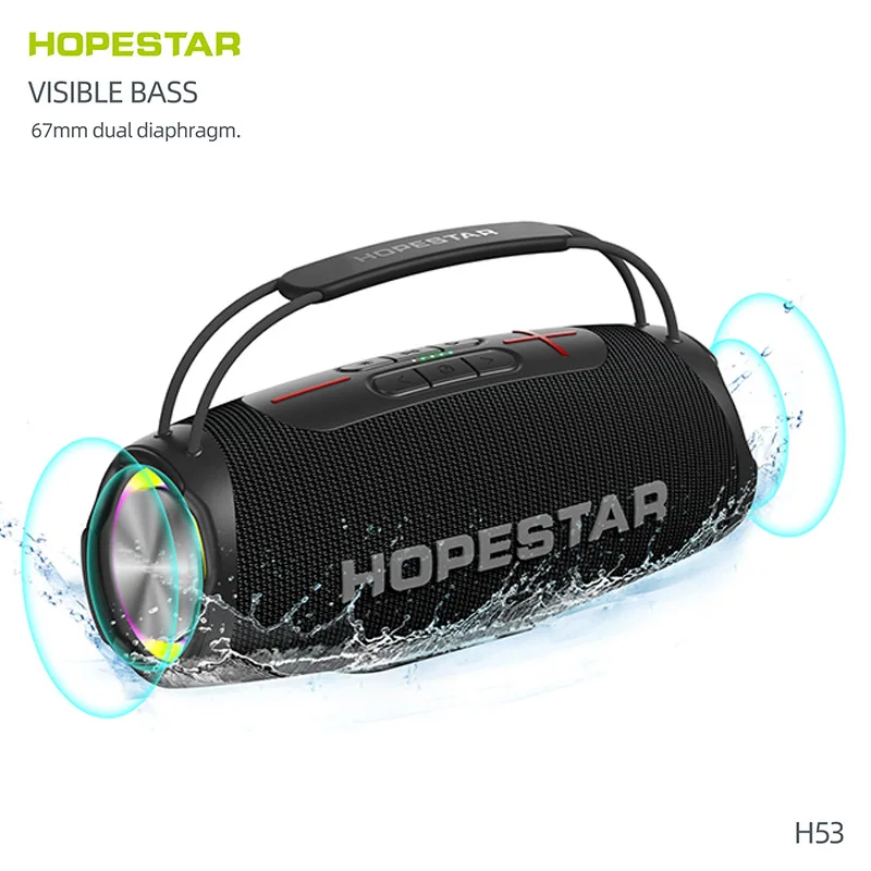 HOPESTAR-H53 Outdoor waterproof wireless bluetooth speakers portable Column high power 35W subwoofer TWS 5200mAh battery Radios