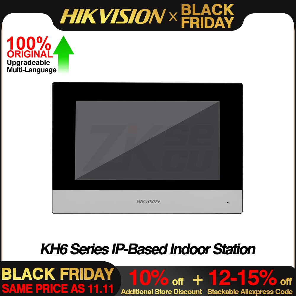 Hikvision Original DS-KH6320-WTE1 IP-Based Video Intercom Indoor Station 7-Inch Touch Screen Standard POE WIFI Wireless Monitor