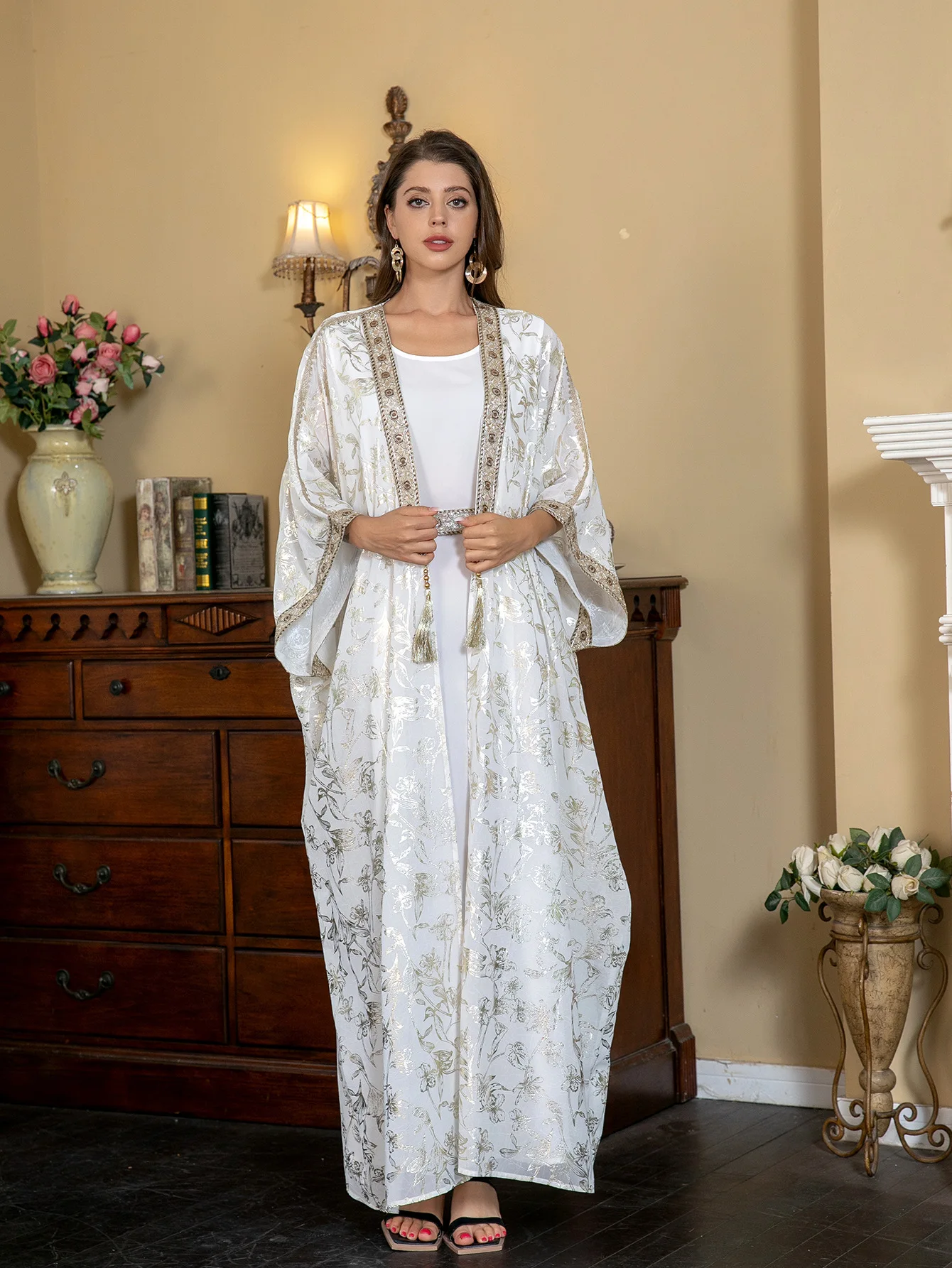 Abito da donna musulmano del Medio Oriente Abaya con abito abbronzante estivo transfrontaliero per il commercio estero