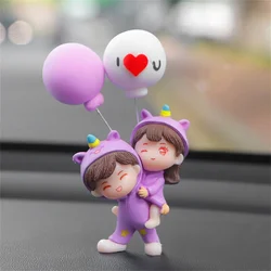 Unicorn Nightwear Couple Car Decoration Cartoon Figure Model Auto Center Console Dashboard Ornaments Car Interior Accessories