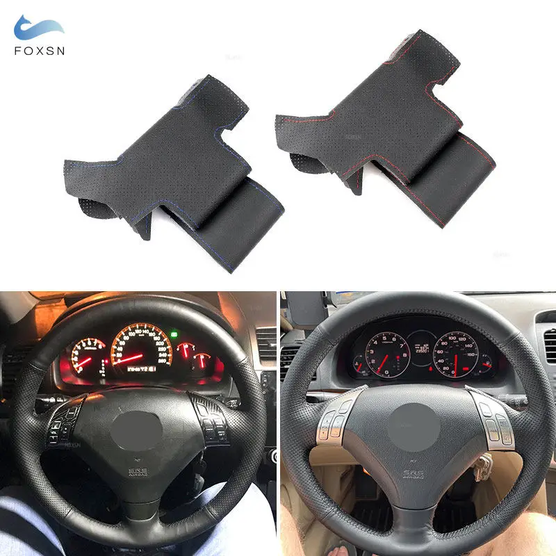 Funda de cuero cosida a mano para volante de coche, para Honda Accord Coupe 7 Accord (Euro) 2003 - 2005 Acura TSX 2004 - 2008, 3 radios