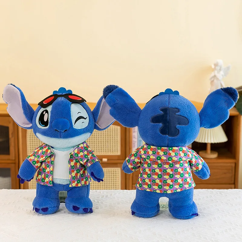 New Cool Cute Station Edition Stitch Plush Toy Creative Glasses Vest Stitch Doll for Children's Gift