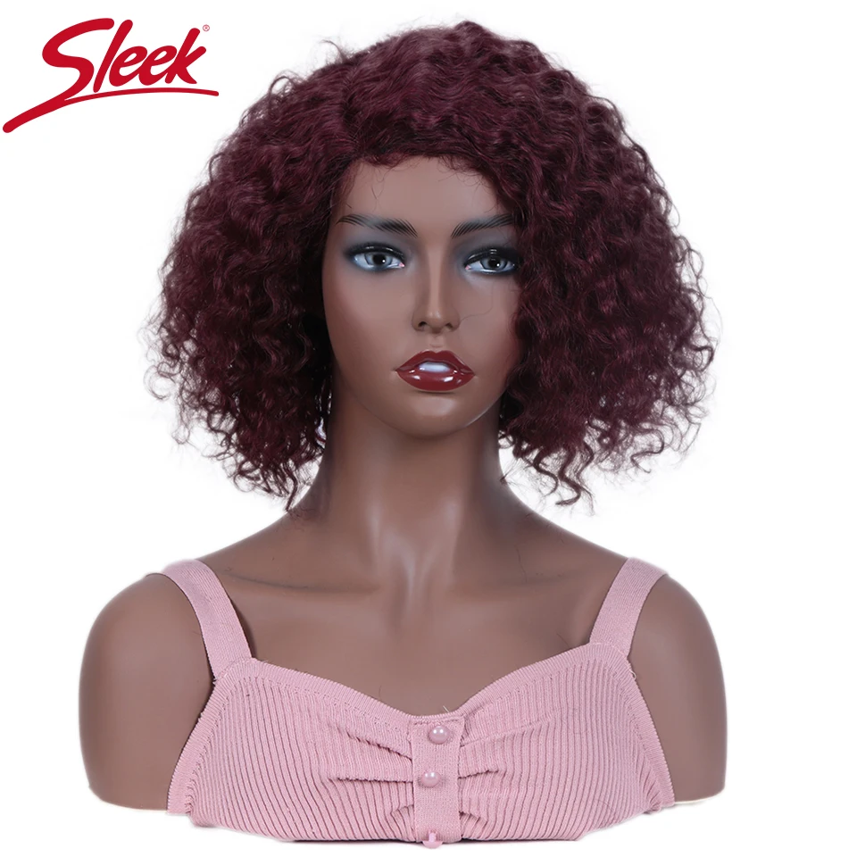 Perucas de cabelo humano de cor vermelho elegante para mulheres, onda de água, cacheado Bob, perucas de renda, 100% cabelo brasileiro, pronto para vestir, 99J