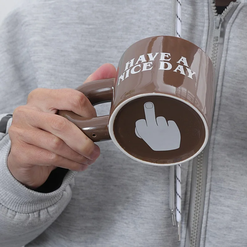 

Novelty Middle Finger Ceramic Mug 301-400ml Funny Coffee Tea Cup Office Christmas Birthday Gift Personality Ceramic Coffee Mug