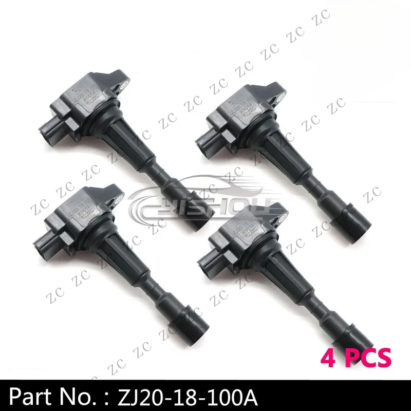 S+ Set of 4 Ignition Coil For 11-15 Mazda 2 1.5L-L4 Mazda 3 1.4L 1.6L ZJ20-18-100