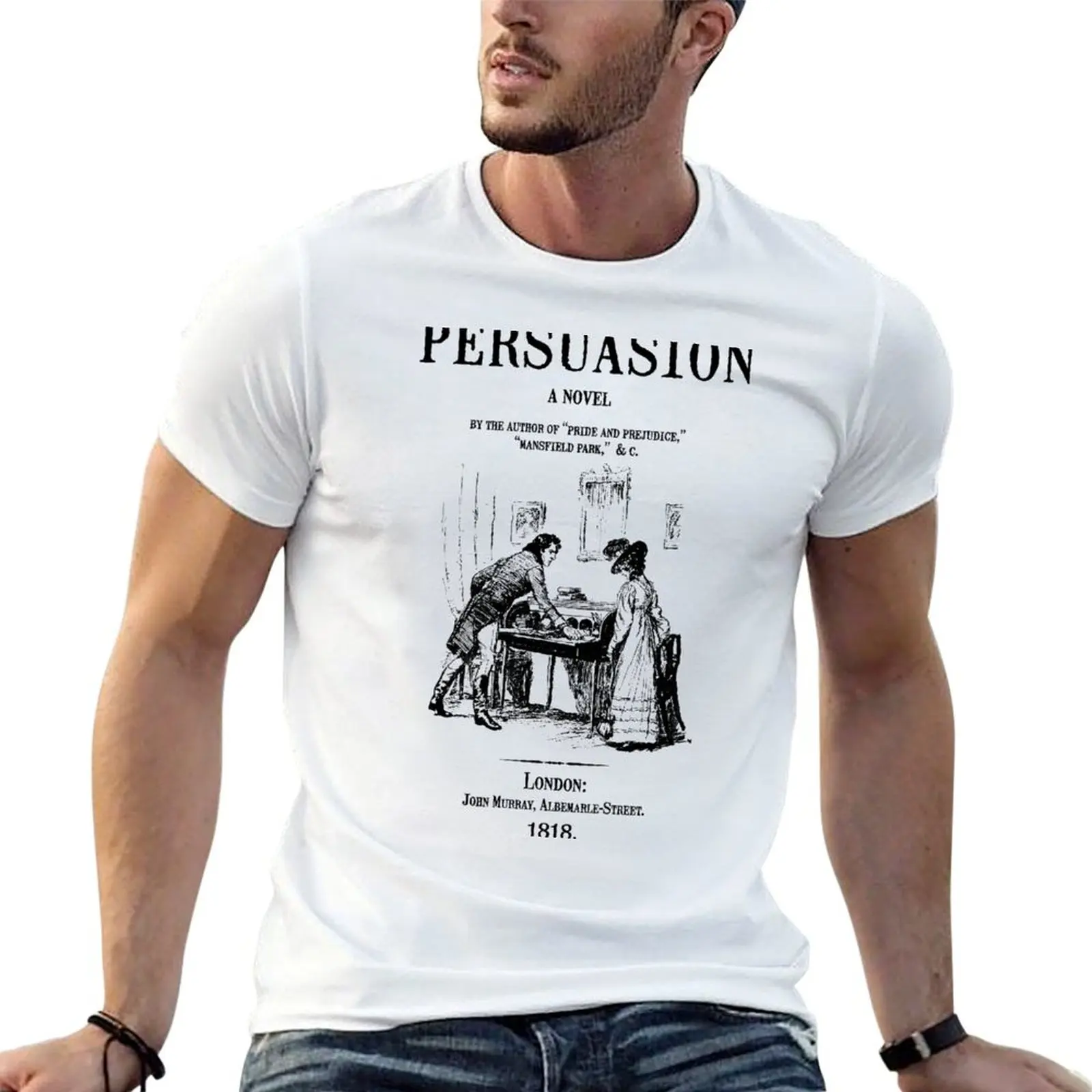 T-Shirt Persuasion A Novel 1818, t-shirt anime pour homme, pack de t-shirts imprimés blancs pour homme