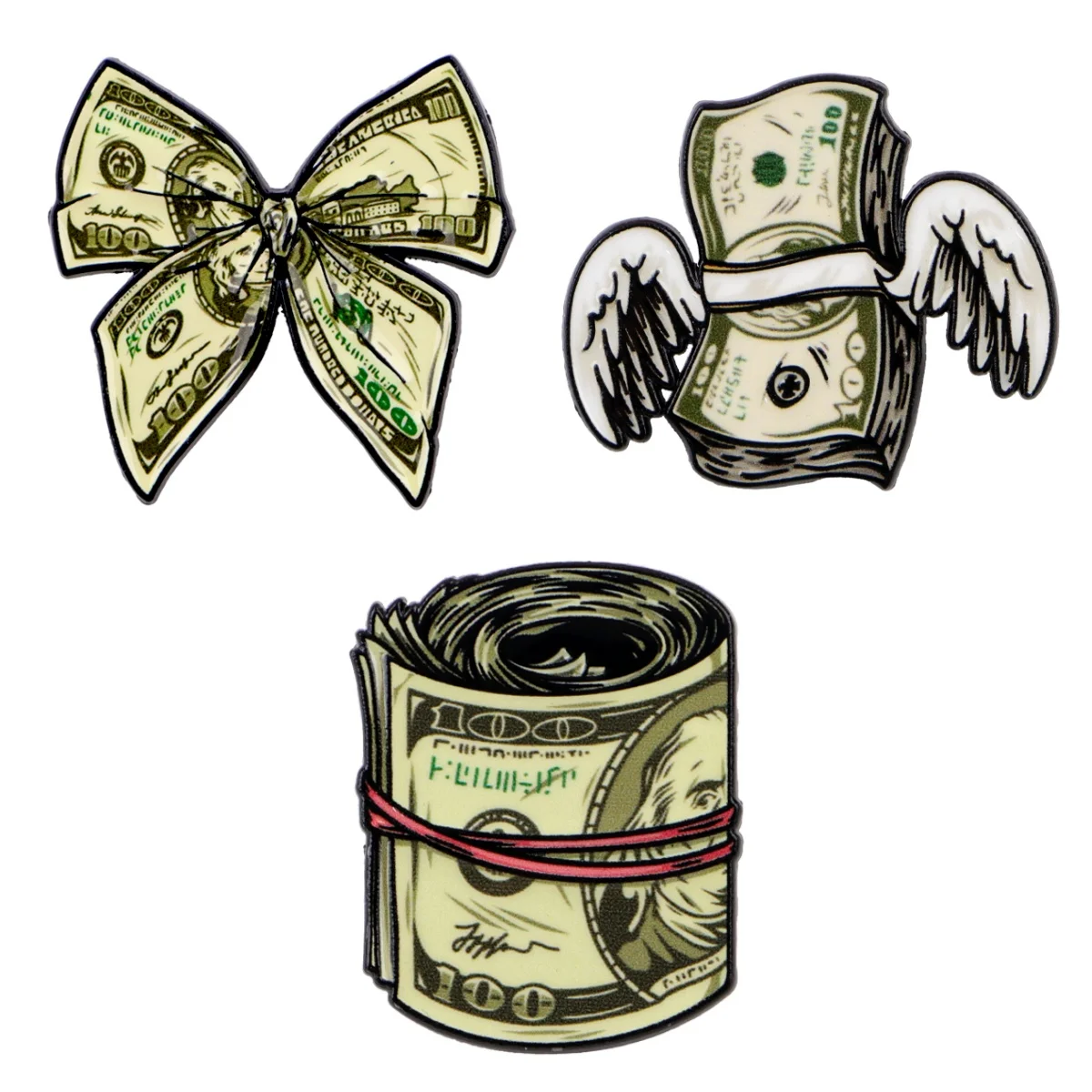

3pcs Cool Bow Dollar Enamel Pins Funny Retro Lapel Pin Badge on Backpack Clothing Accessories Fashion Jewelry Gifts