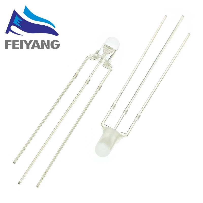 50pcs 3mm Round Clear/Fog LED Bicolor Lamp F3 Common Anode/Cathode LED 3 Pins Light Emitting Diode Red&Yellow Blue&Green