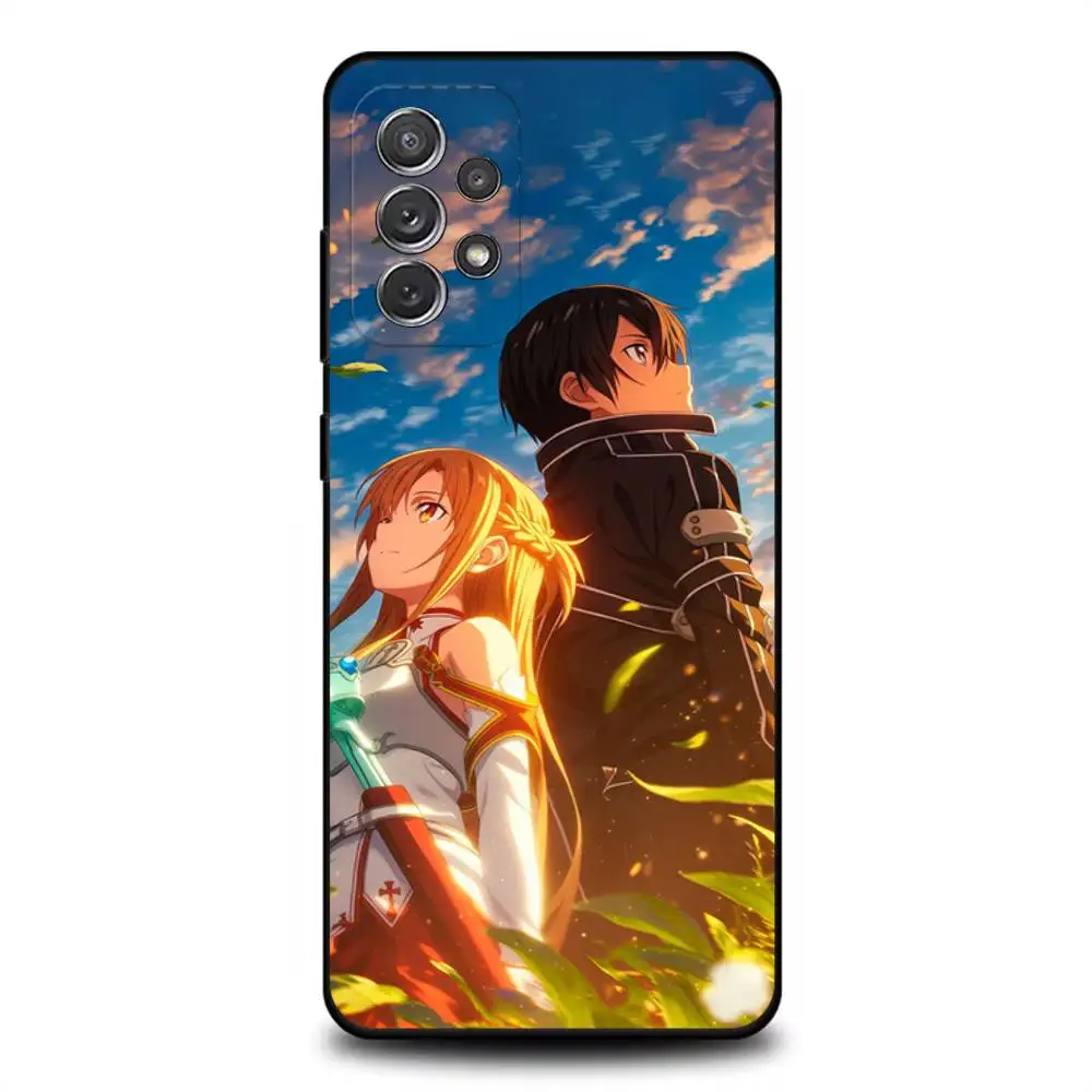 حافظة هاتف Sword Art Online SAO Kirigaya لهاتف سامسونج S 25,24,23,22,30,21,10,9,Ultra,Plus,Lite,FE,4,5G حافظة ناعمة سوداء
