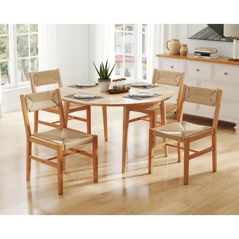 

Современные обеденные стулья из ротанга, набор из 4 шт., кухонные стулья из натурального бука, плетеные стулья для столовой в фермерском доме, без подлокотников B