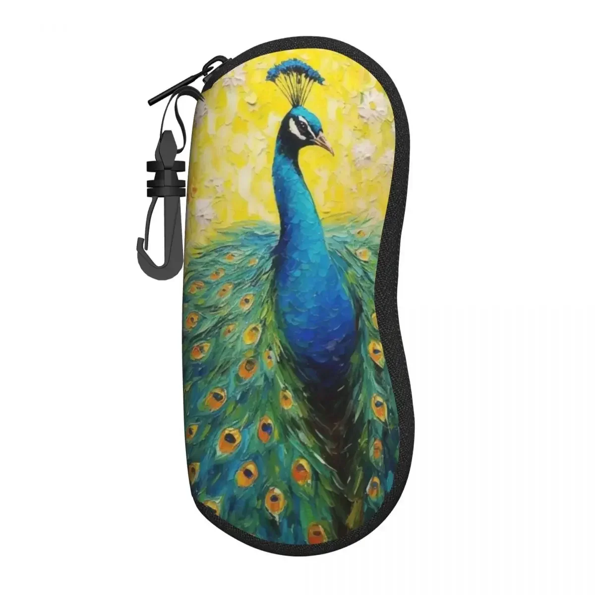 Painting Peacock Glasses Case animal print Zip Sunglasses  Vintage Convenient  Box Male Female Eyewear Organizer