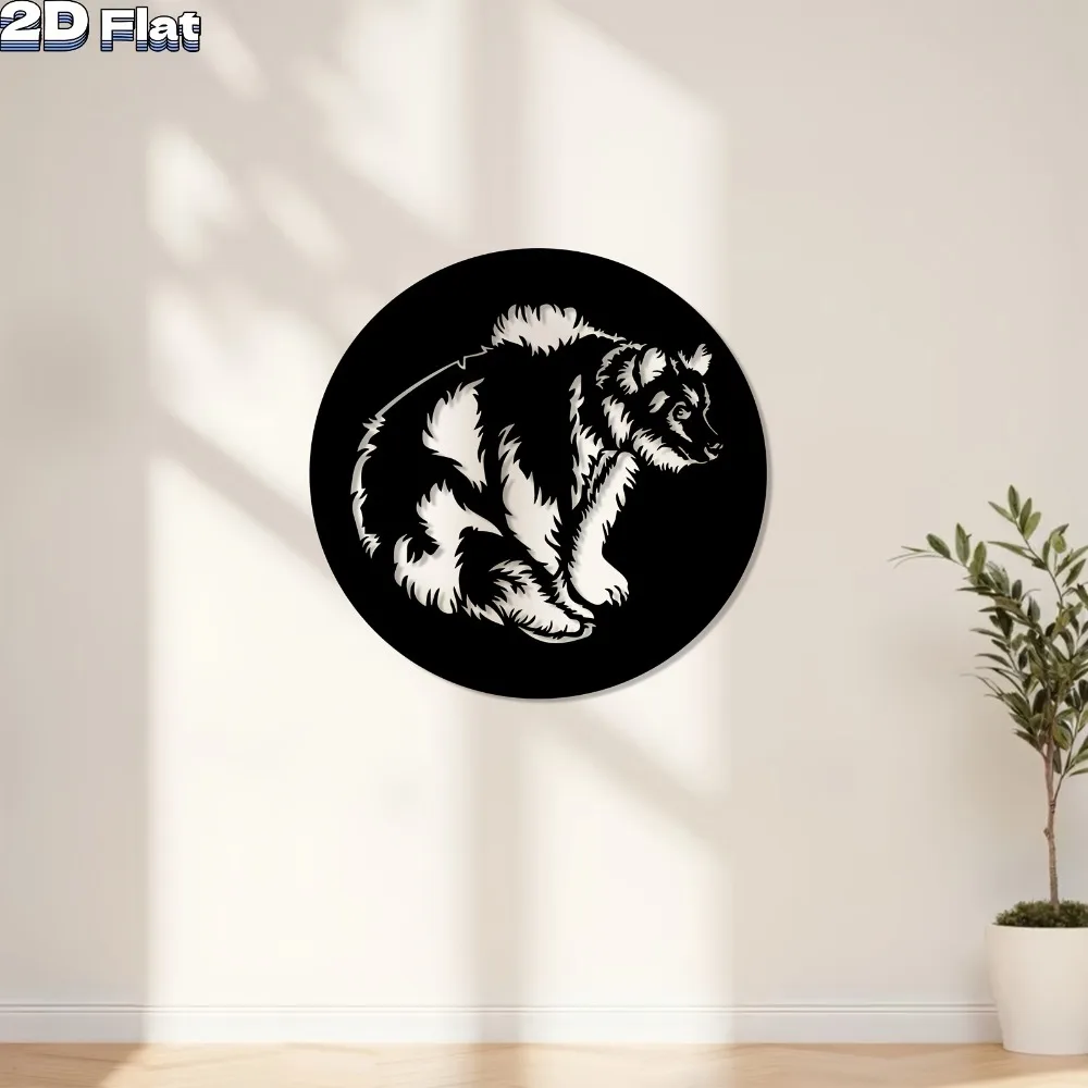 1pc Modern Bear Iron Wall Art, Rustproof Metal Home Decor, Outdoor Garden Fence Hanging Ornament, Wildlife Gift