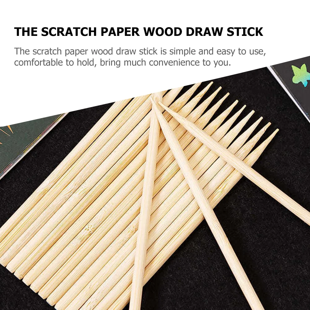 Sketching Pencils Scraper Brush Scratch Paper Wood Stick Draft Board Kids Stylus Wooden Child