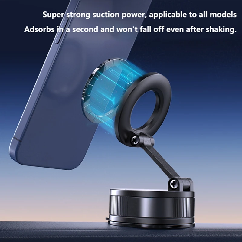 Strong Magnetic Phone Holder Foldable Design 360° Adjustable Vacuum Car Mount For Cell Phone For iphone Live Streaming 2026