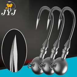 WODJYJ 10pieces 3.5g /5g/7g/10g/14g Screw Thread fishing jig head hook for soft lure bait worm hook ,sharp fishing jig hooks new