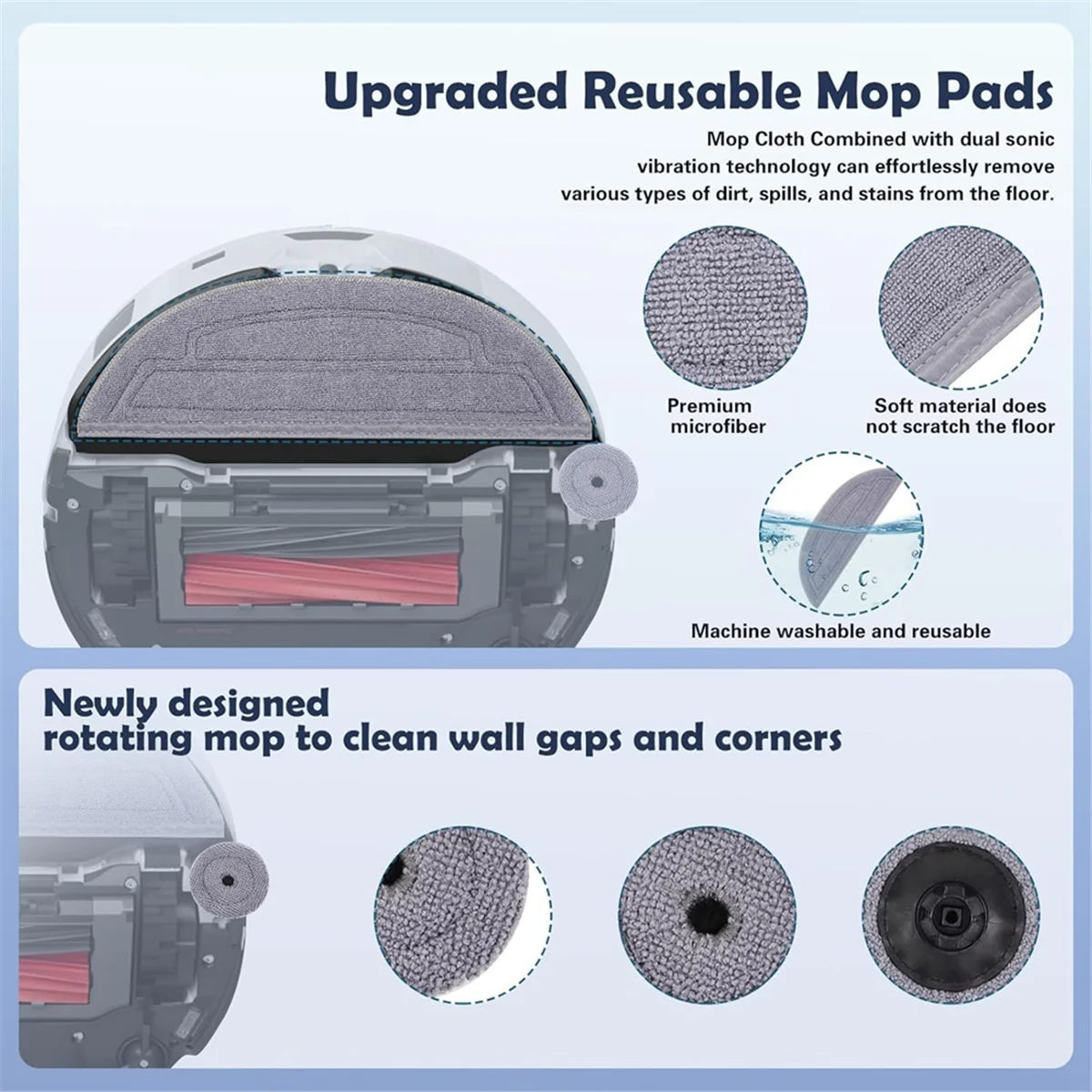 10PCS Mop Pad Refill for Roborock S8 Max Ultra / S8 MaxV Ultra Robot Vacuum Replacement Washable & Reusable Mop Cloth