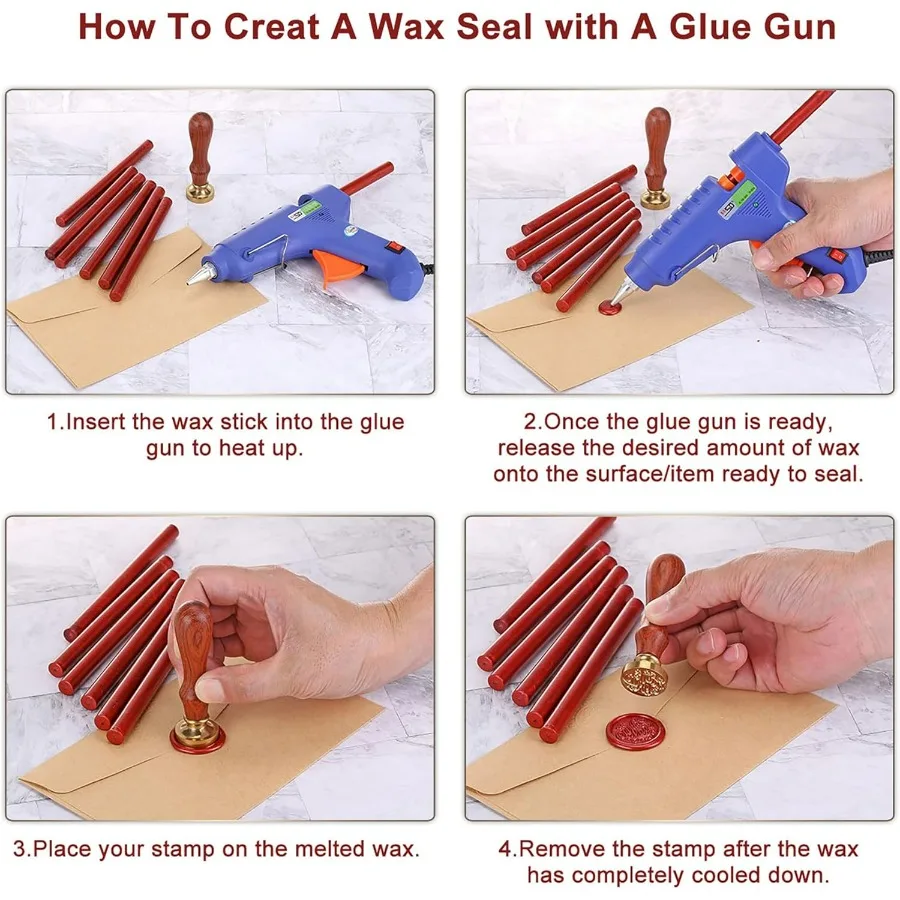 ชุดอุปกรณ์ประทับตราขี้ผึ้ง สุขสันต์วันคริสต์มาส ตราประทับขี้ผึ้ง 10 ชิ้น สีแดงเมทัลลิกและสีเขียว ปืนกาวแท่งขี้ผึ้งพร้อมปากกา เหมาะสำหรับ