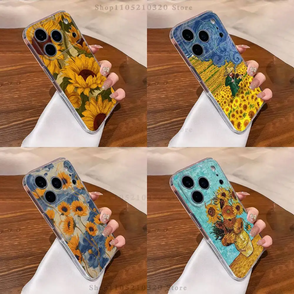

Sunflower Art V-Van G-Gogh Phone Case For iPhone 17,16,15,14,13,12,11 Pro,Max,Plus,XR,Mini,E Clear Full-coverage Soft Cover