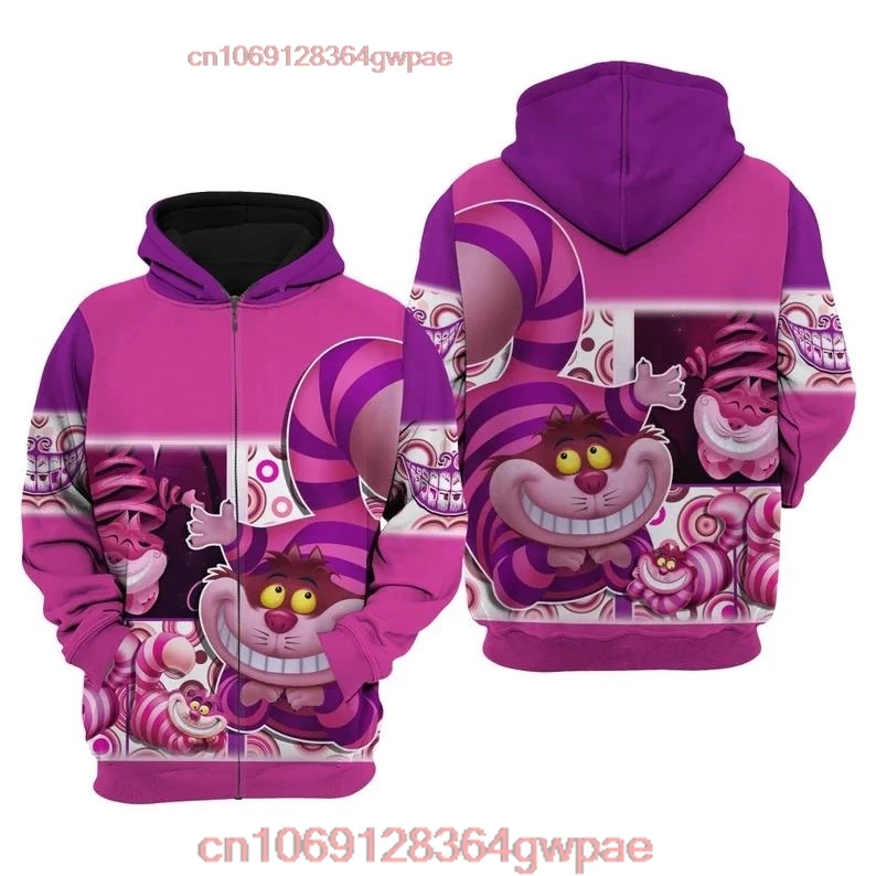 Disney Cheshire Cat Pink Cat Hoodie Disney Personalized Mouse Hoodie Casual Vintage Hoodie