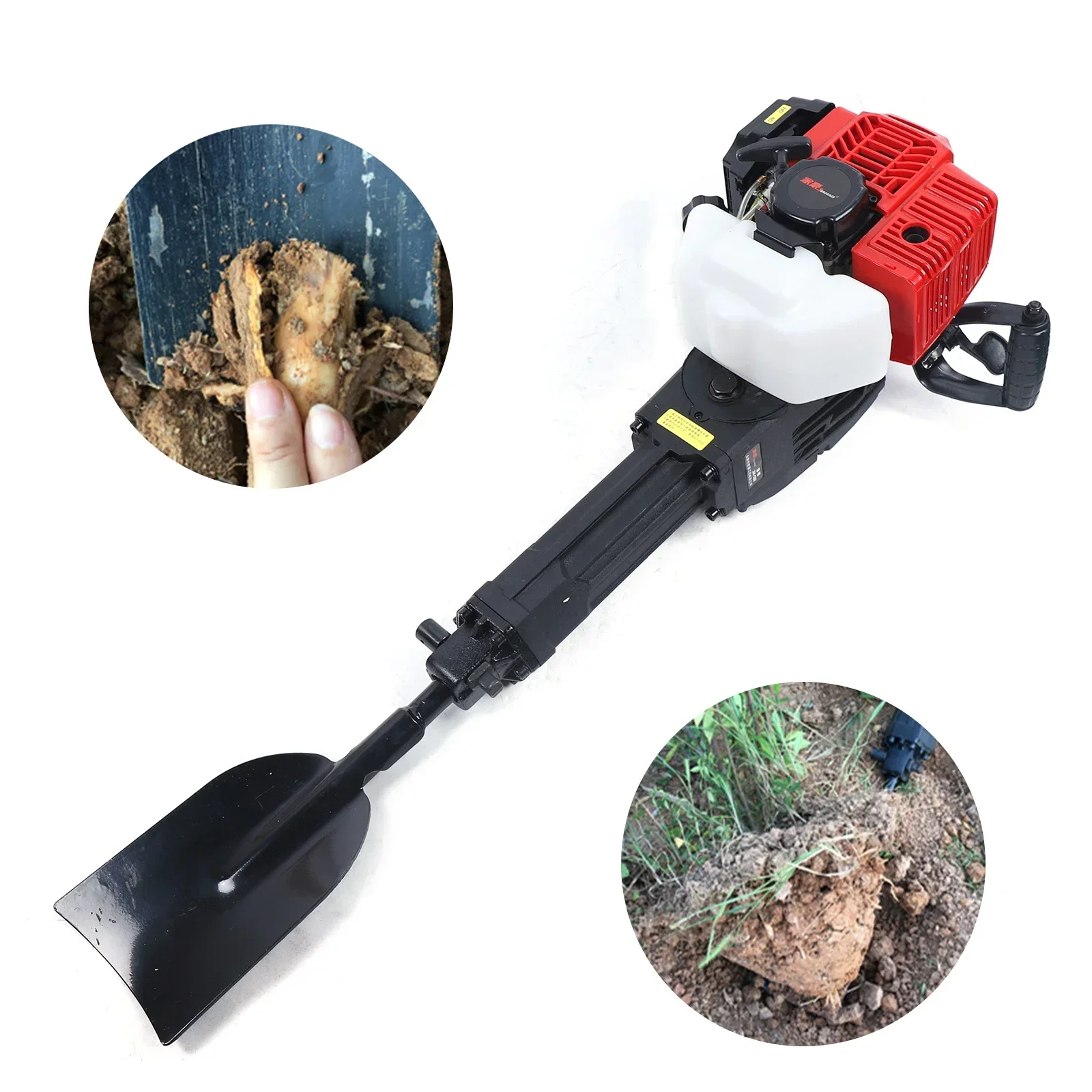 

52CC 2 Stroke Gas-Powered Jack Hammer, 1900W Portable Excavator Garden Tree Digger, 55J Impact Concrete Breaker with Air-Cooled