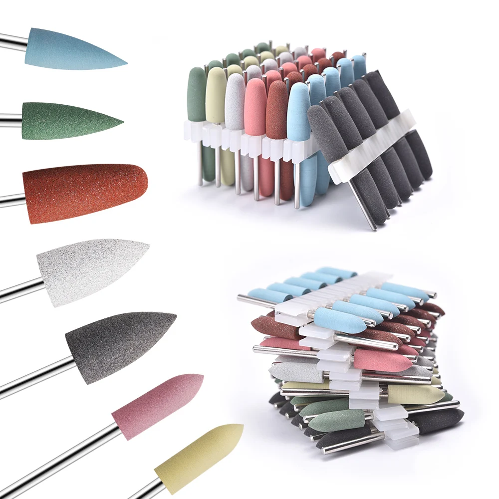 KADS 10 قطعة مسمار مثقاب الخشب المطاط سيليكون قاطعة المطحنة مزيل إهاب الجلد الميت الملمع طاحونة رئيس Mancure أدوات باديكير