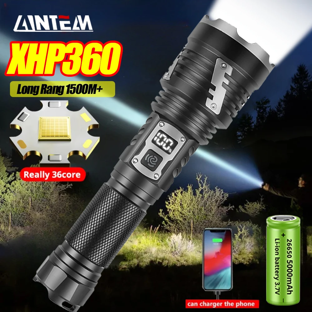 

Rechargeable Flashlights XHP360 36 Core Super Powerful LED Torch Light High Power Tactical Flashlight Camping Lantern Waterproof