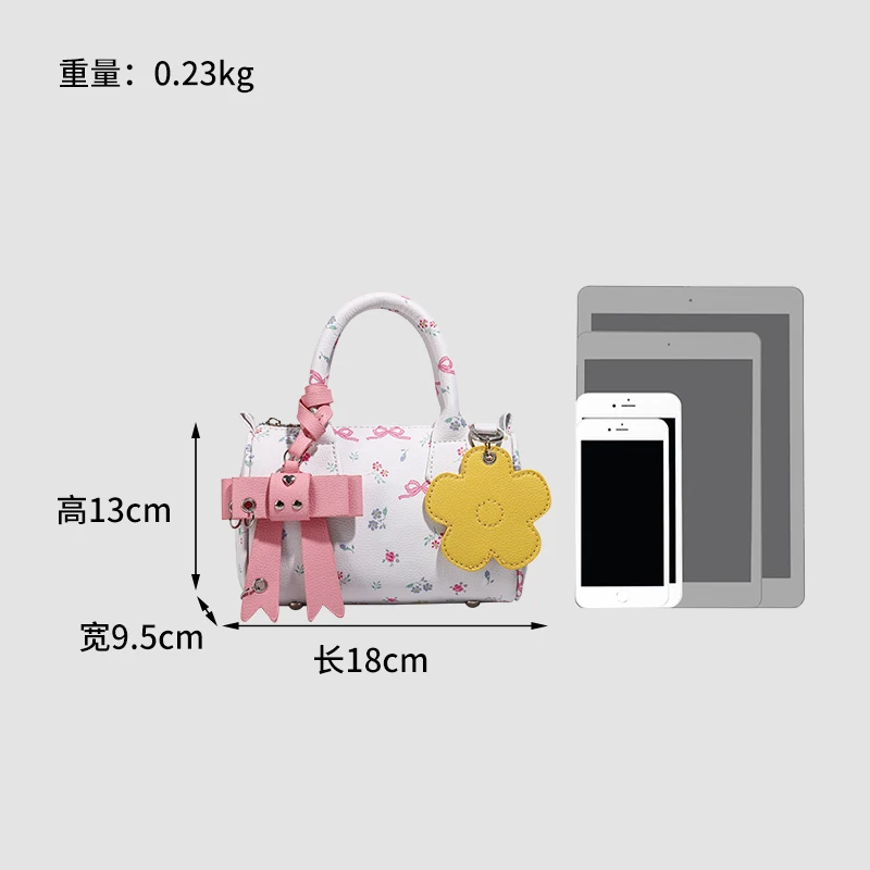 new elegant mini mini three-color multifunctional Boston handbag small flower portable women's cute pouch with bow accessories
