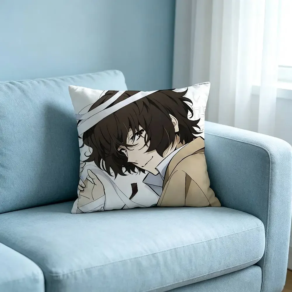 Cute Anime A-Bungo Stray DogsS Customizable Square Pillowcases, Stylish And Soft, Perfect For Beds, Cars, And Sofas.