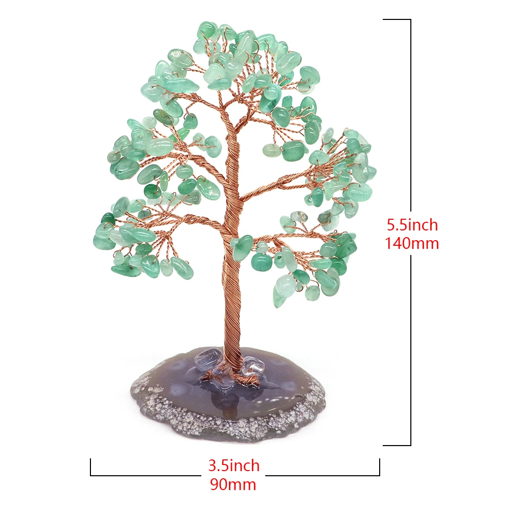 Exquisite Tree Of Life Decor Agate Base Crystal Chip Bead Energy Balance Chakra Tree for Luck Wealth Home Ornament New Year Gift