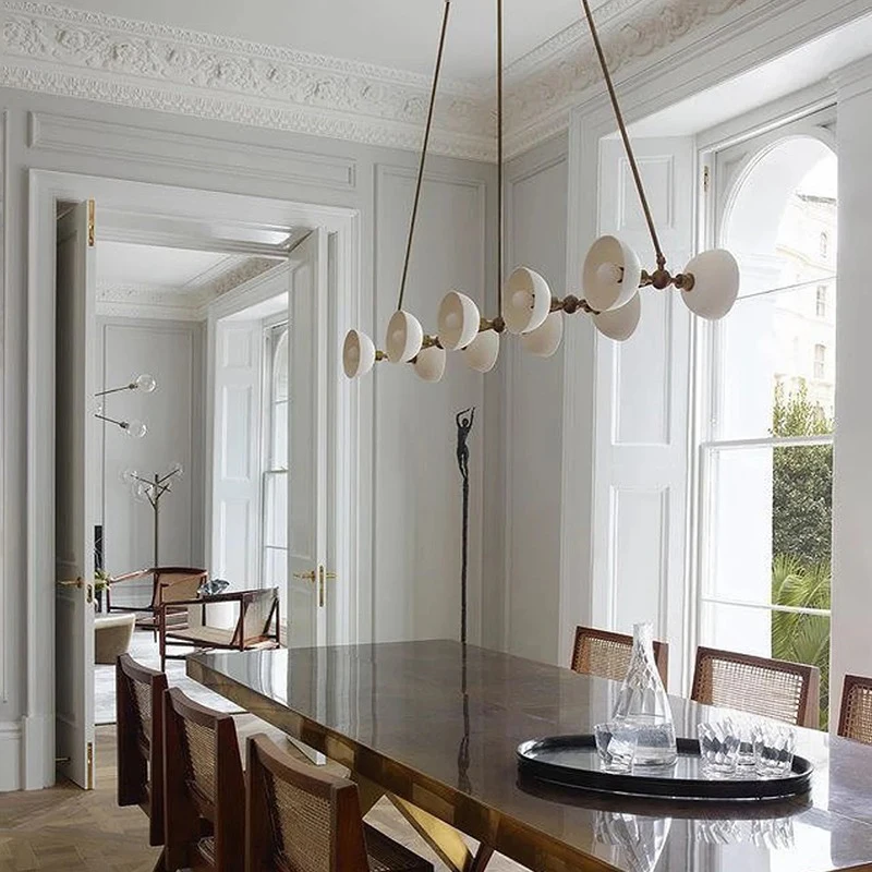 

French Retro Bone China Chandelier Minimalist Long Pendant Light for Living Room Restaurant Villa Dining Table And Bar Counter