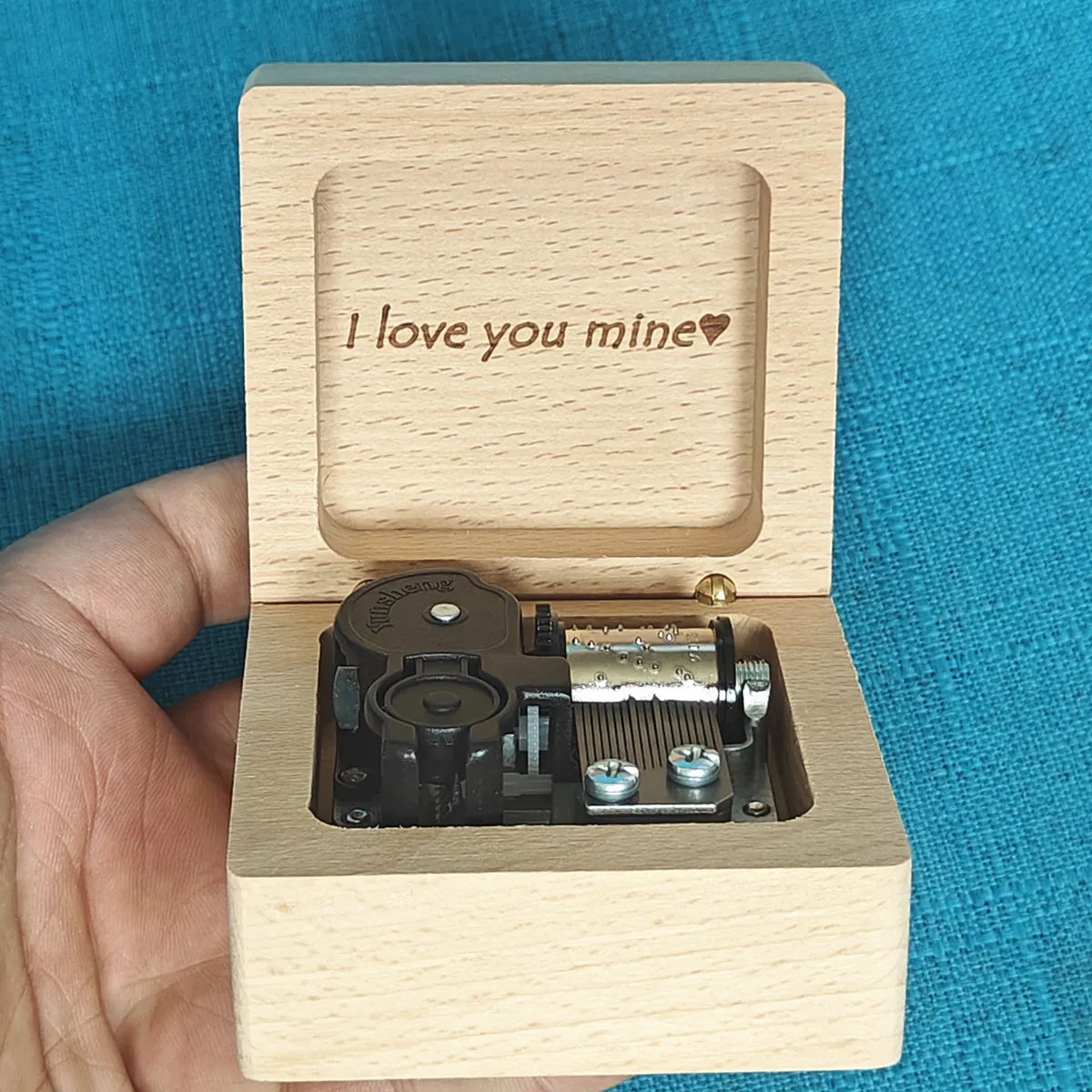 Customized Photo Carved Music Box, I Love You Mine, Personalized Gift, Wedding Anniversary, Christmas