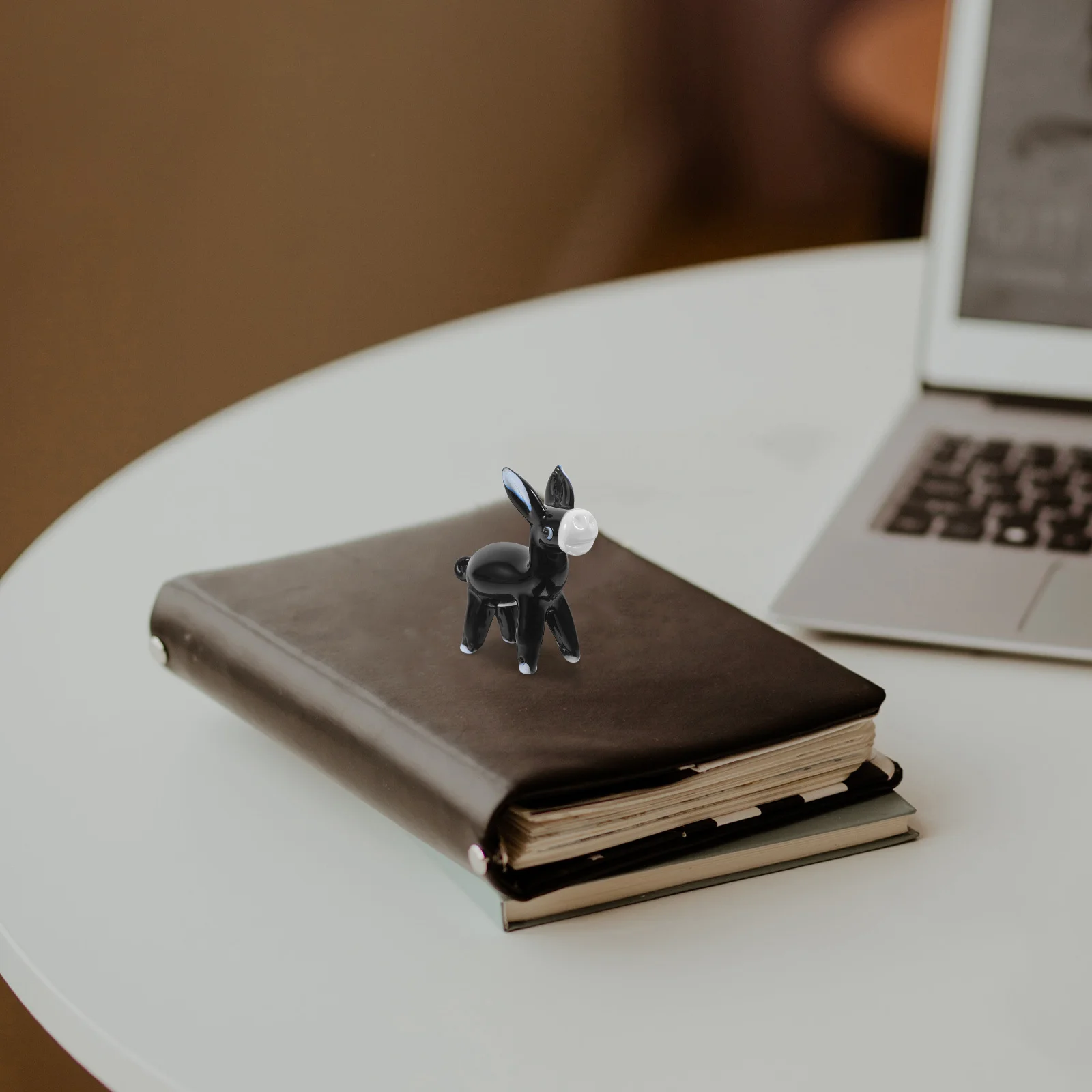 

Handcrafted Glass Mini Donkey Black Animal Statue for Desk Decor Home Interior Elegance Unique Blown Glass Artwork Small Space