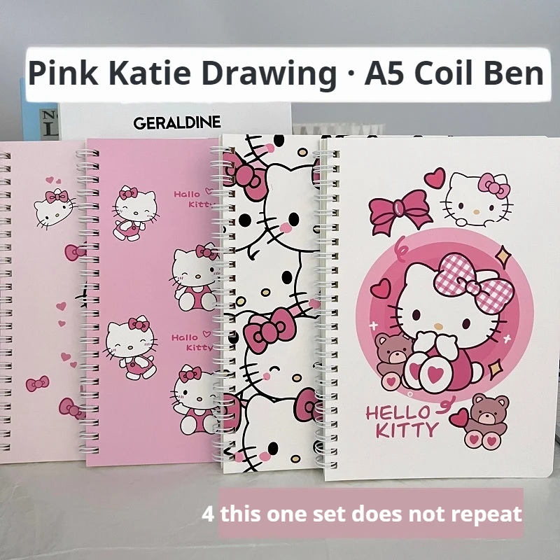 4pcs Sanrio Spiral Book Coil Notebook Hello Kitty Kawaii Horizontal Notepad Student Learning Planners Stationery School Supplies