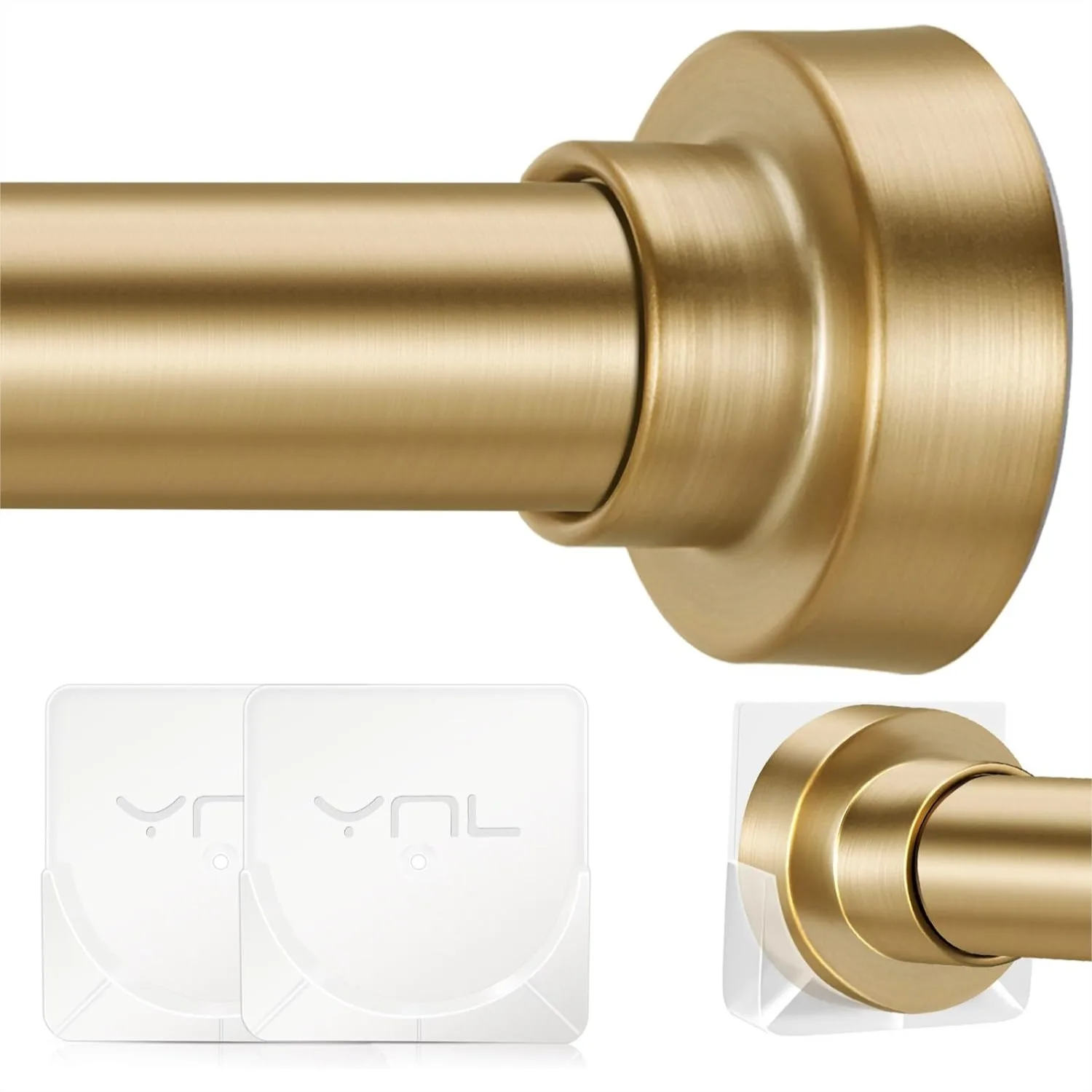 

Adjustable Gold Shower Curtain Rod 34-120 Inches, No Drilling, Rust Proof Stainless Steel for Bathroom