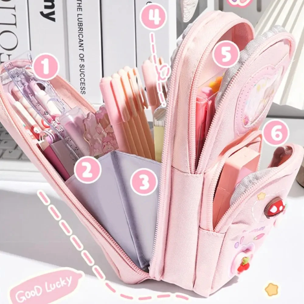 Kawaii tragbare Schult asche Feder mäppchen Kapazität Leinwand Bleistift Tasche Beutel halter Box für Mädchen Student Briefpapier Schul material