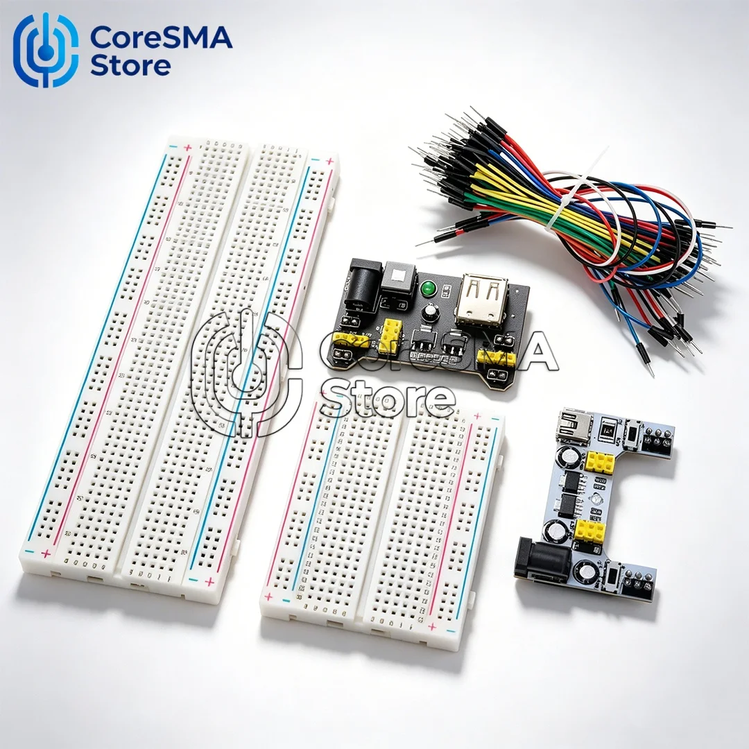 Prototype Solderless Breadboard MB-102, 830 400 Tie Points Circuit Test Board + Power Module & 65 Color Jumper Wires