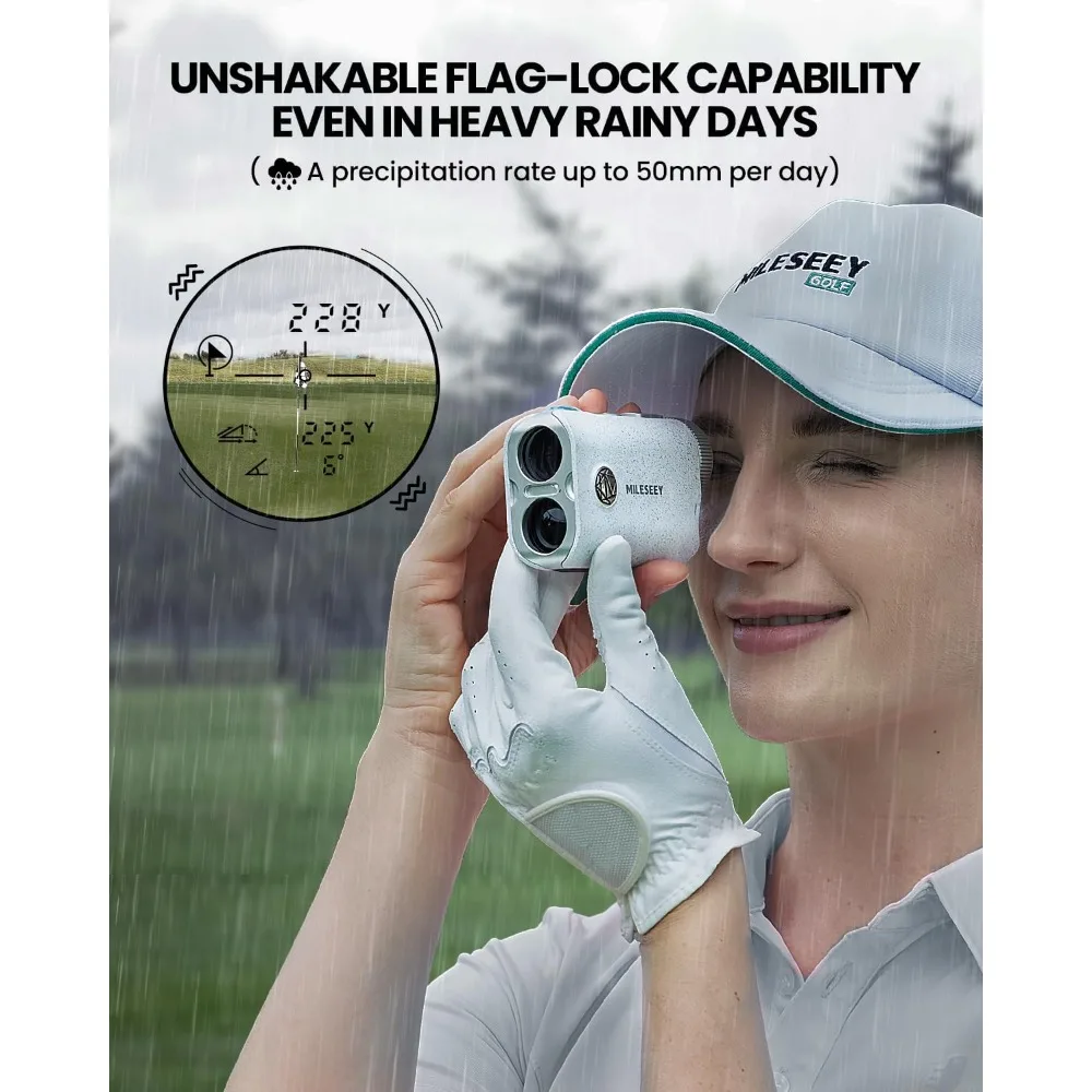 

Pocket Golf Rangefinder with Slope on/Off, 0.1s Flag Lock Pulse Vibration, IP65 Waterproof,1000 Yards Rechargeable Laser Range