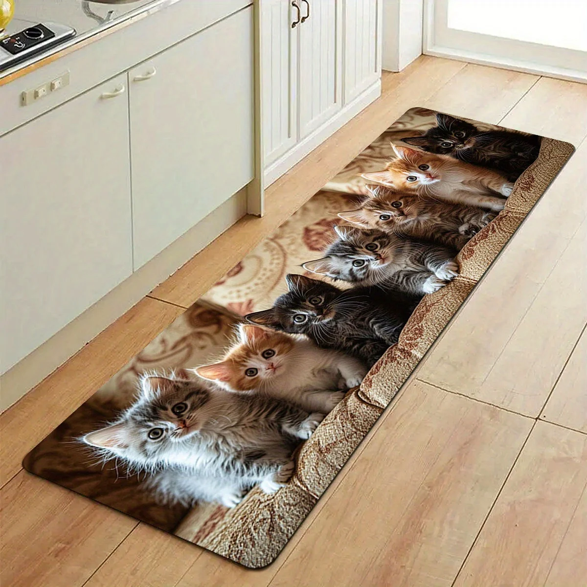 1PCDoormat, Cute Cat Element Pattern Printed Mat, Facecloth Material, Used for Indoor and Outdoor Doormat, Living Room Balcony
