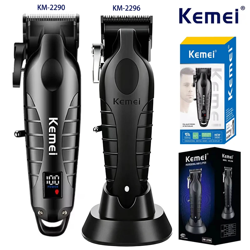 Kemei Barber Professional Hair Clipper Electric Hair Trimmer For Men Cordless USB Charging Rechargeable Clippers KM-2290 KM-2296