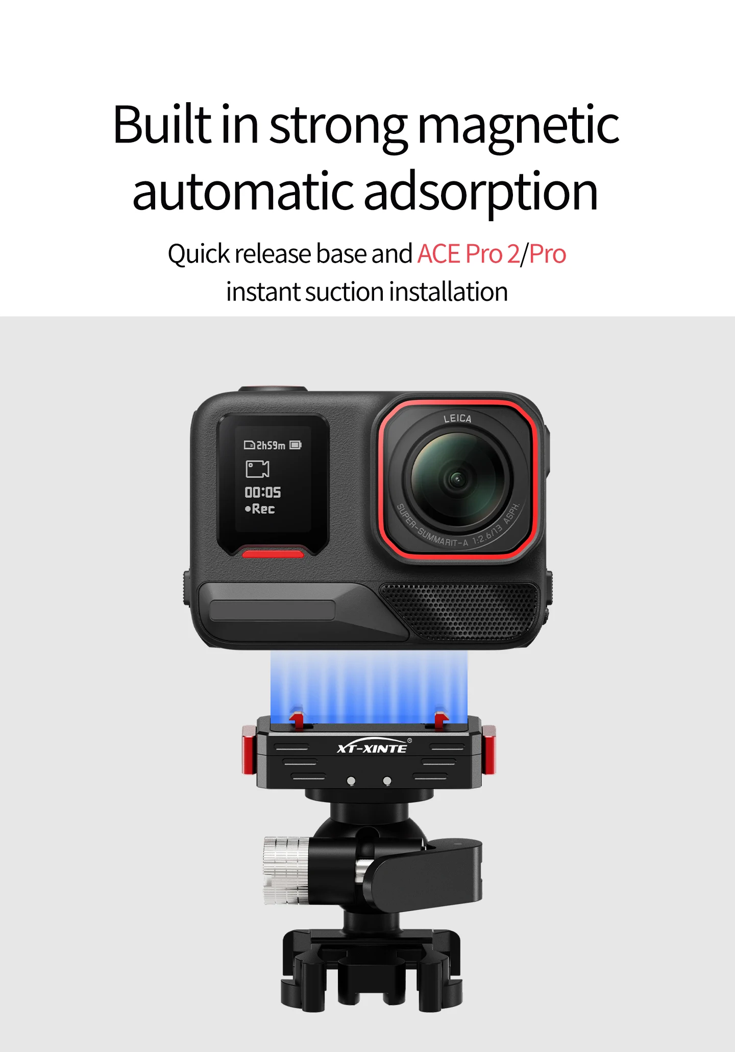 17MM Kugelkopf Action Kamera Schnellverschluss Schnalle Basis für GoPro Insta360 DJI Osmo Tasche Magnetische Motorrad Halterung – Detail 15