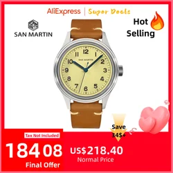 Reloj de pulsera mecánico automático de nicho San Martin de 38,5mm para hombre NH35 relojes militares zafiro часы мужɔе.05..05..05. 10Bar SN0108