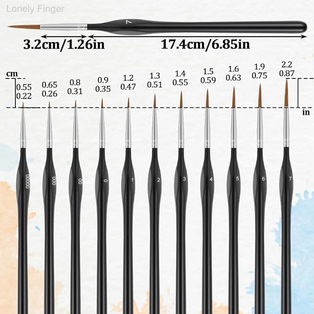 11/22Pcs Miniature Detail Paint Brush Set with Natural Wood Handle, Miniature Paint Brushes,Mini Small Painting Brushes for Art,
