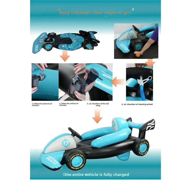 Inflatable Electric Floating Raft Racing Model Built-in Propeller Swimming Pool Water Entertainment Backrest Lounge Chair
