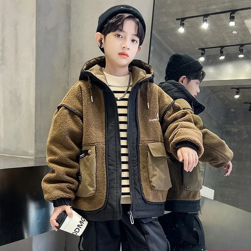 

Зимняя стеганая куртка для мальчиков из флиса 2025 года, новая модель, осенне-зимняя утепленная куртка для мальчиков – стильная зимняя мода