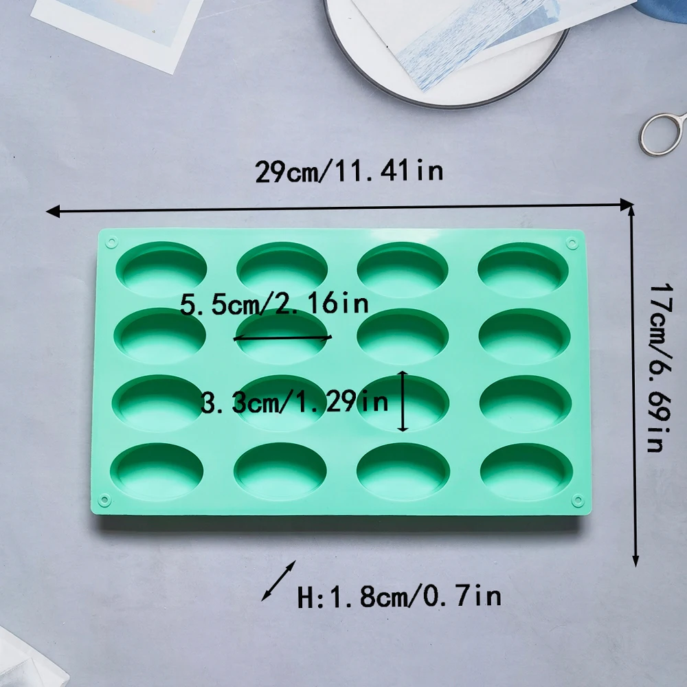 16 w owalnym kształcie wnękowej DIA mydło wyrabiane ręcznie forma silikonowa do robienie mydła i Mini pieczenie ciasta czekoladowe cukierki do ciasta