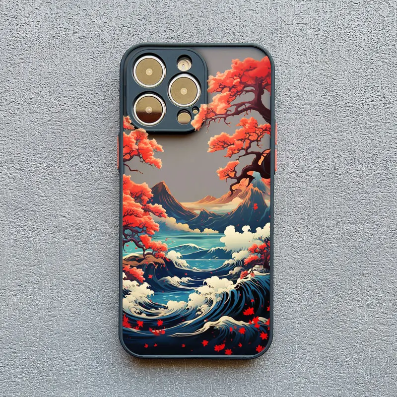 Japanische Mount Fuji Landschafts-Wellen-Handyhülle für iPhone 17 16 14 13 12 11 15 Pro Max Mini XR XS X 16 15 14 Plus Rückseite – Detail 6