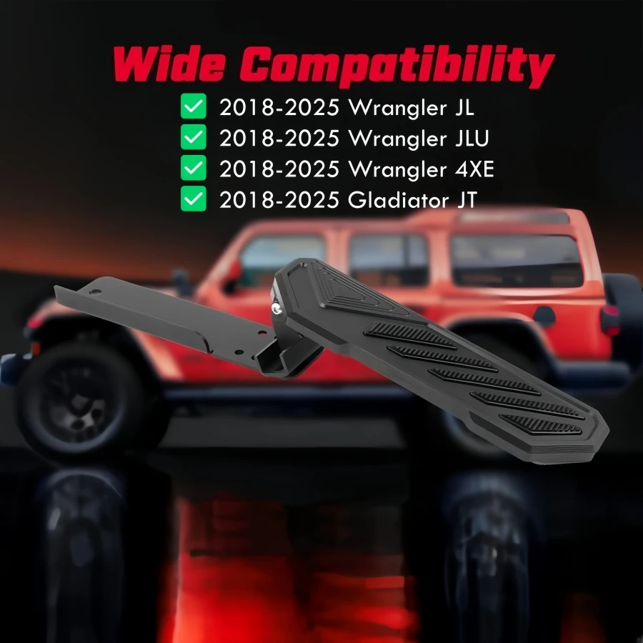 Anti-Slip Gas Pedal Brake Pedal Covers For 2018-2025 Jeep Wrangler JL JLU 4XE Gladiator JT Foot Rest Pedal Covers No Drilling